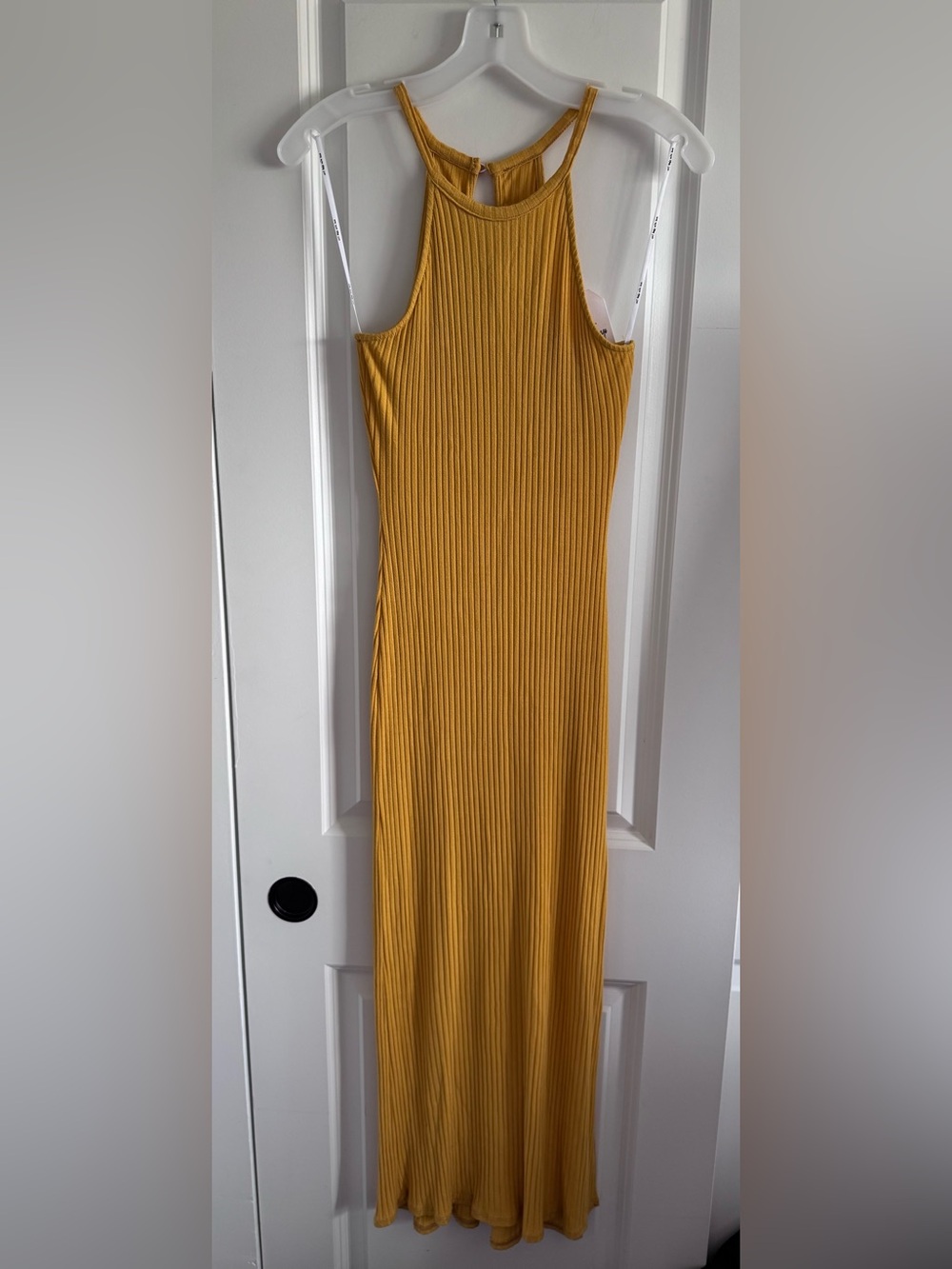 Sadie & Sage Ribbed Halter Maxi Dress in Mustard MADE IN USA 🇺🇸